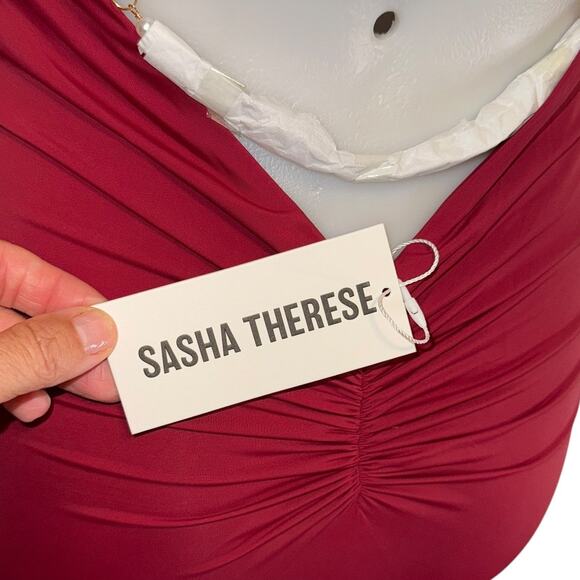 New BNWT Sasha Therese Harper Burgundy Maxi Dress Size Small - Picture 14 of 16